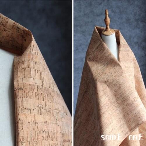 Natural Cork PU Leather Striped Slub Imitate Wood Texture DIY Patches Coaster Decor Bags Coat Clothes Designer Fabric