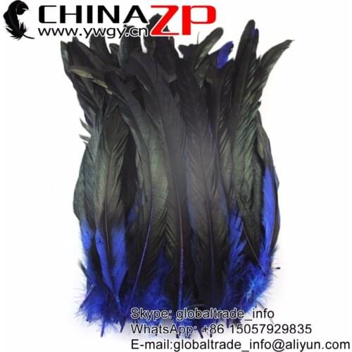 NO.1 Supplier CHINAZP Factory 100pcs/lot 25-30cm(10-12inch) Length DIY Decoration Part Dyed Royal Blue Rooster Tail Feathers