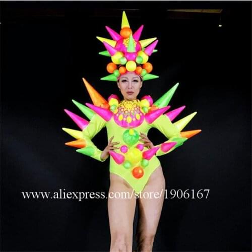 News Sexy Girl Stage Performance Ballrooom Costume Clothes Women Dancer DJ Singer Suit Headwear