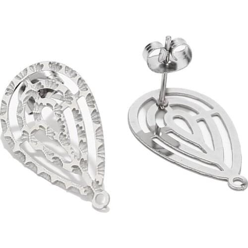 New Stainless Steel Stud Earring Findings Drop Shape with Hoop Ear Stud Metal Stud Earrings for Women Jewelry Earrings Making