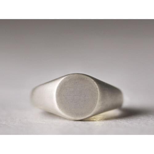 S925 silver Japanese original jewelry cold wind light luxury retro opening adjustable smooth face round mens ring