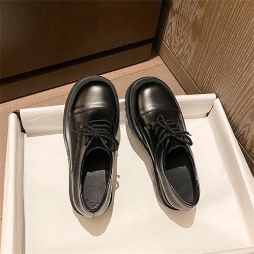 2021 Autumn British Leather Style Small Leather Shoes Net Red New Thick Soles Increase Retro Round Toe Shoes