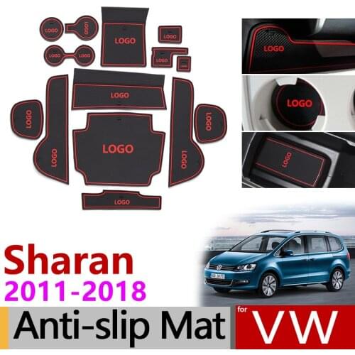 Anti-Slip Gate Slot Mat Rubber Coaster for Volkswagen Sharan 7N SEAT Alhambra 2011 - 2018 MK2 Accessories Sticker 2014 2016 2017