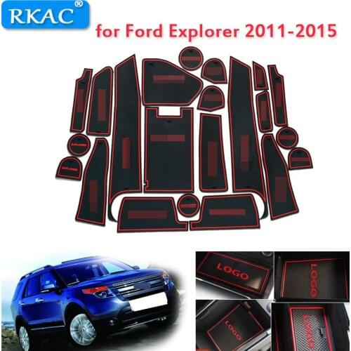 RKAC Anti-Slip Mat Rubber Coaster car door mats for Ford Explorer 2011 -2015 MK5 U502 pre-Facelift Accessories Car Stickers