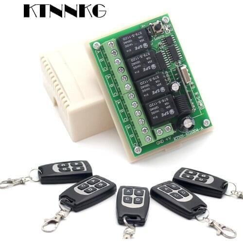DC 12V 4 Gangs Remote Relay Module 433MHz Wireless Receiver Control Light Switch DIY Smart Home Security System with Jump Cap