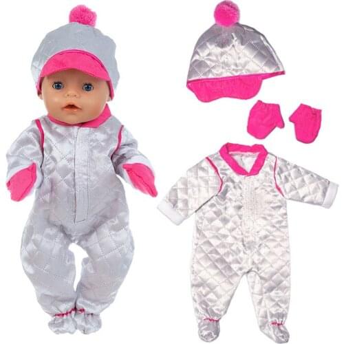 Hat Silver Red Gloves One-Piece Romper Suit Wear For 43Cm Baby New Born Doll Clothes Accessories,Gifts For Baby Girl Toy