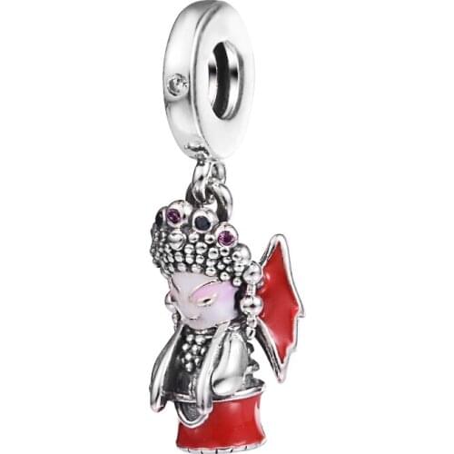 Beijing Opera Charm Beads Silver 925 Fine Jewelry with Mixed Enamel and Stone for Women Men DIY Gift 2021 New 021410