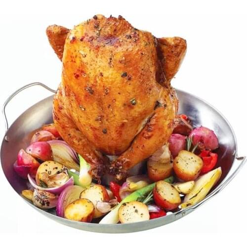 Stainless Steel Roast Chicken Barbecue Pan Removable Round Cone Baking Pan Outdoor Picnic BBQ Utensil Grilled Chicken Holder