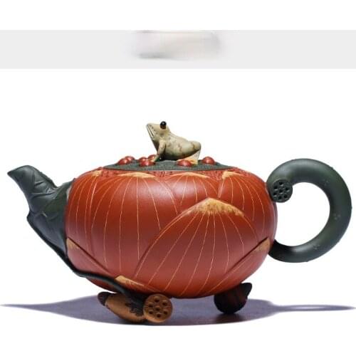 TT Purple Clay Pot High-Tech Pure Handmade Raw Ore Frog Lotus Seed Household Teapot Tea Set