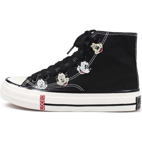 Disney Mickey Mouse women canvas shoes high top soft soled shoes fashion cartoon Soft comfortable and non slip shoes