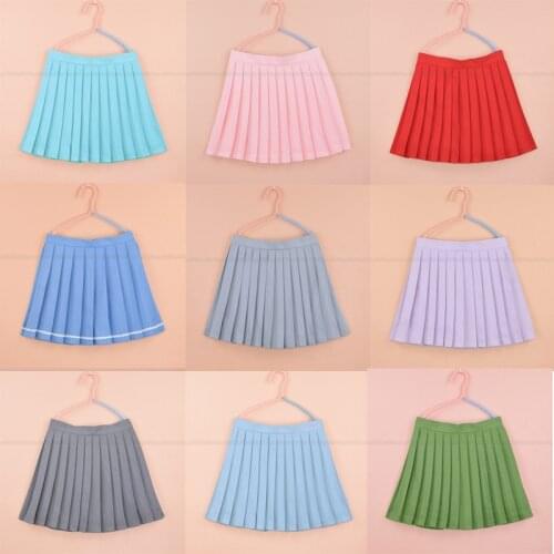 Summer New Women Kawaii College Wind Casual All-match Students High Waist Solid Color Pleated Skirt for Girls Large Size