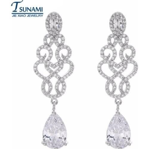 Famous brand micro droplets cubic zirconia earrings New fashion elegant long zircon earrings High quality women jewelry gifts