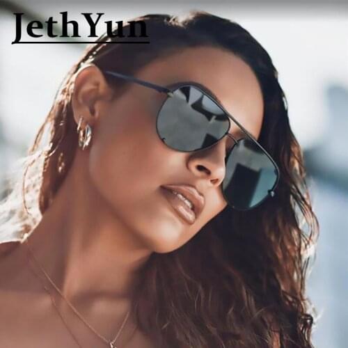 Black Pilot Sunglasses Retro Brand Designer Luxury Celebrity Famous Metal Flat Top Sun Glasses Unisex Vintage Shades Mens UV400
