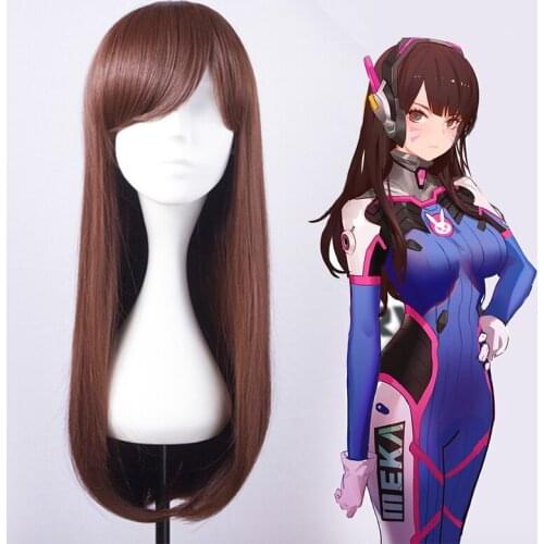 Game OW Cosplay Wig D Va Cosplay Wig Beautiful women Hair Synthetic wig Cosplay Hair Fashion Girls Wig Party Hair