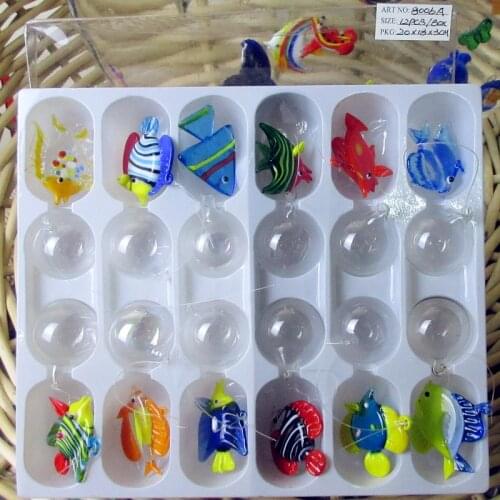 12pcs Fish Tank Blown Glass Bubble Floating Tropical fish statues Floating Balls Aquarium Micro Landscape Decoration Ornaments