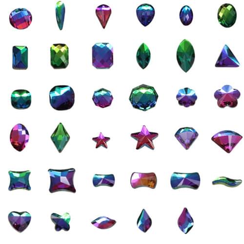 20p/pack rainbow flatback glitter crystal glass nails diamond 3D Nail Art DIY Decorations manicure Rhinestones jewelry Gemstones