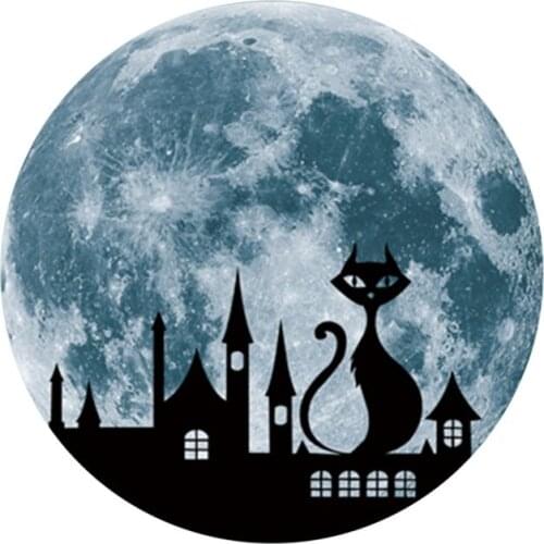 30cm Unique Large Moon-shaped Glow in the Dark Luminous DIY Wall Sticker Living Home Decoration Adhesive Wallpaper