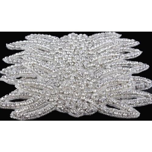 5pcs/lot) DIY Girl Wedding Dress New Clear Bling Flower Rhinestone Applique Manual Flatback Crystal Flower Button