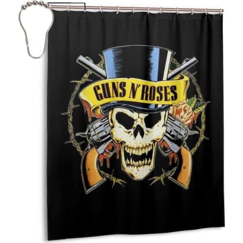 American Rock Band Guns And Roses Fabric Waterproof Shower Curtain Curtains Shower For Bathroom Bathing Cover Large Wide Extra