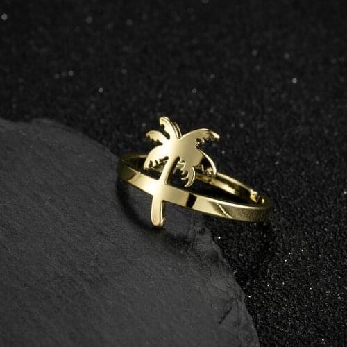 Bohemian Mixed Gold Steel Color Coconut Tree Leaf Moon Star Animal Geometric Ring Wedding Party Jewelry Accessories Bague femme