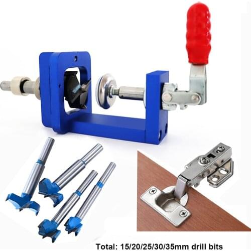 Woodworking Hole Drilling Guide Locator 15-35mm Hinge Boring Jig W/ Fixture Aluminum Hole Opener Puncher Template Cabinet Door