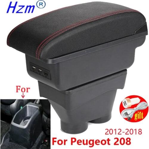 For Peugeot 208 Armrest Box 2012-2018 Storage box Car Holder Ashtray Interior accessories Retrofit parts 7USB 2017 2016 2015