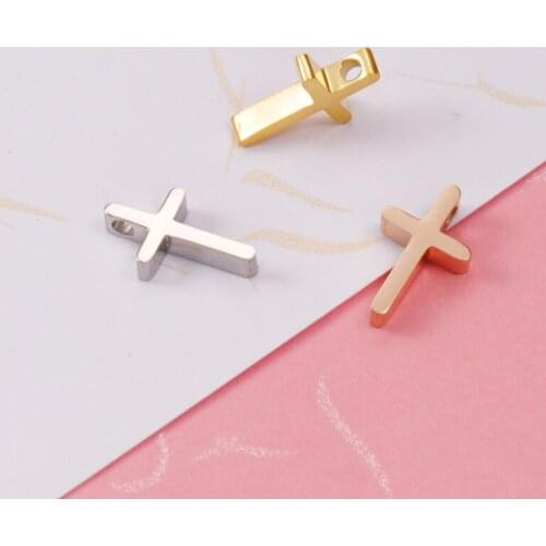 Fnixtar 20Pcs Cute Crosses Charms Mirror Polish Stainless Steel Connector Charms For DIY Making Necklace Braid Bracelets Jewelry