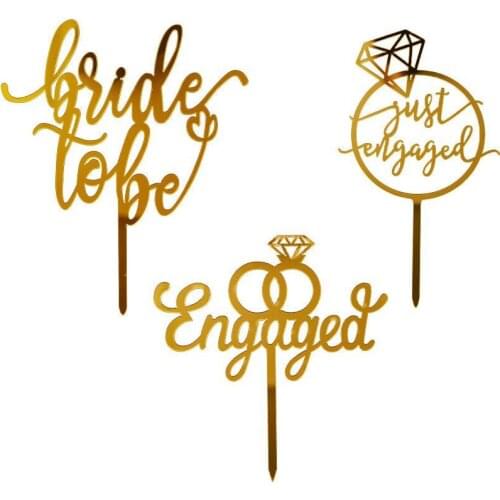 Valentines Day Wedding Diamond Ring Acrylic Cake Topper For Ms&Mrs Wedding Party Baked Cake Decorations Supplies