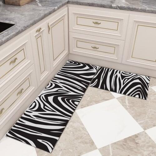 Black Kitchen Carpet Floor Anti-slip Modern Entrance Doormat Absorbent Area Rugs Living Bedroom Hallway Geometric Mat 2022