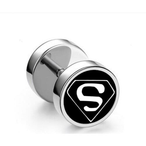 1 letter S stainless steel earrings round punk earrings high quality women mens gifts jewelry stud gifts