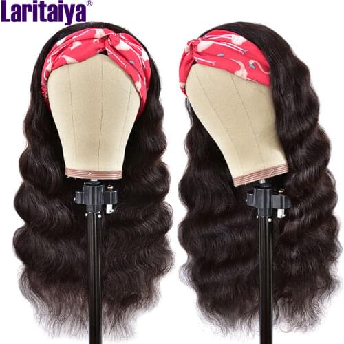 Laritaiya 100% Human Hair Body Wave Headband Wigs For Ladies Indian Virgin Hair Natural Body Flip Hair Wig With Headband