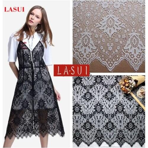 LASUI 2017 new 1.5m*3m=1 lot Hot style Beautiful flowers Eyelash French Fabric white black DIY C0153