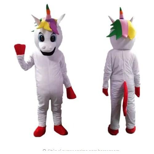 Little pony mascot costume Rainbow unicorn Mascot Costume Christmas Fancy Dress Halloween Mascot Costume Free Ship