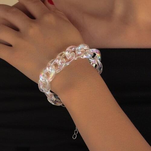 ZiccoWong Fashion Acrylic Colorful Transparent Link Bracelet For Women Girl Punk Style Exaggerate Chain Bangle Bracelet Jewelry