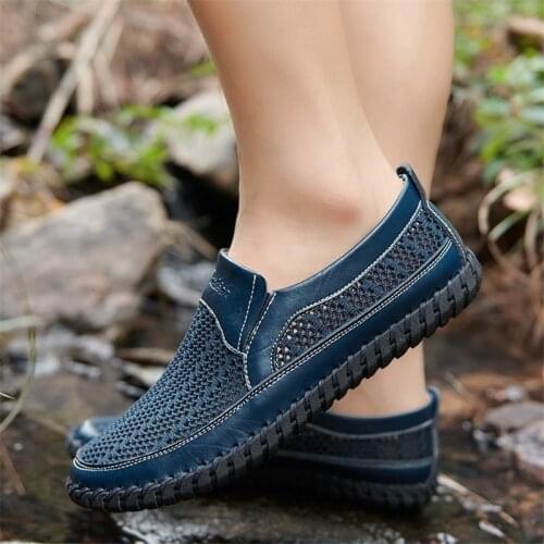 Mens Casual Soft Sole Shoes Brand Summer Style Mesh Surface Flats Sandals For Male Loafers Breathable Comfortable Footwear