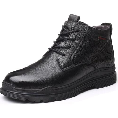 Man Snow Leather Boots 2021 Newly Man Winter Boots Quality Genuine Leather Shoes Brand Warm Thicken Inner Boots 38-44
