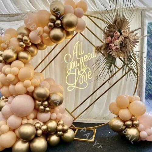 149Pcs Chrome Gold Latex Balloons Set Skin Color Pink Arch Garland Balloon Kit Wedding Party Decor Anniversary Globos Supplies