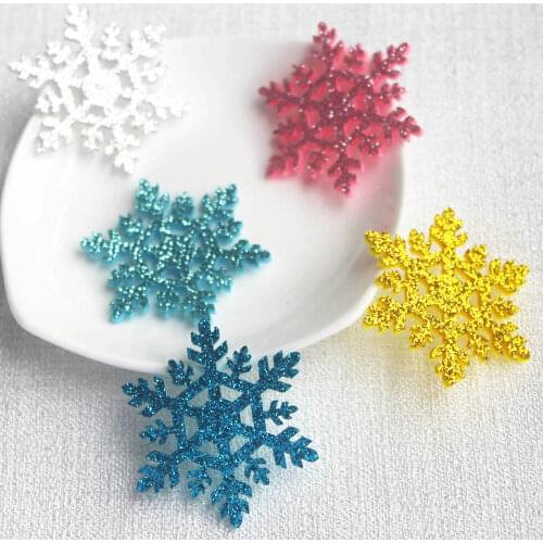 20Pcs Glitter Snowflake Padded Appliques for DIY Christmas Tree Hat Glass Windows Walls Stick-on Supplies Decor Patches