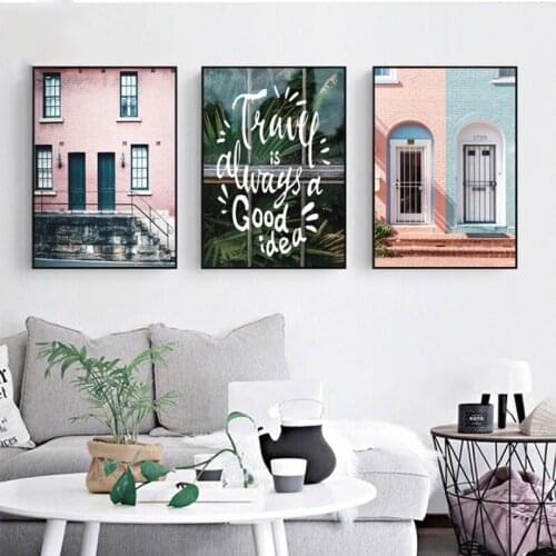 Nordic Pictures Plants Letters Poster Building Villa Travel Scenery A4 Prints Wall Art Living Room Canvas Paintings Unframed