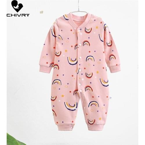 New 2021 Newborn Baby Boys Girls Rompers Spring Autumn Long Sleeve Cute Cartoon Print Jumpsuit Toddler Playsuit Infant Clothing