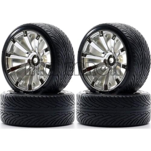 NEW ENRON 4Pcs Plastic Wheel Rim & Rubber Tyre 3mm Offset RC 1:10 1/10 Drift Car Traxxas HSP Tamiya HPI Kyosho RedCat SAKURA