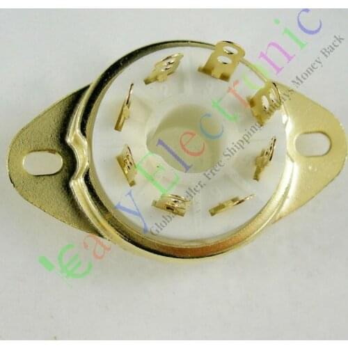 Wholesale and retail 4pc Gilded 8pin Ceramic vacuum tube socket top mount valve Fr VP41 SP4 audio amp free shipping