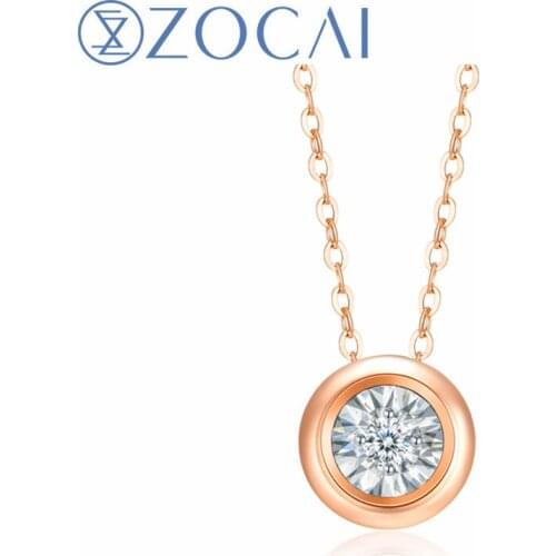 ZOCAI Brand Wave Point 18K gold necklace0.03/0.06/0.10ct diamond necklace real certificated chocker neckalce gift D06607