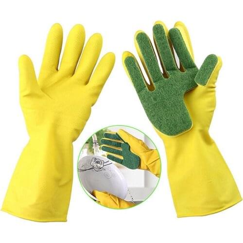 1 Pair Creative Home Washing Cleaning Gloves Garden Kitchen Dish Sponge Fingers Rubber Household Cleaning Gloves for Dishwashing