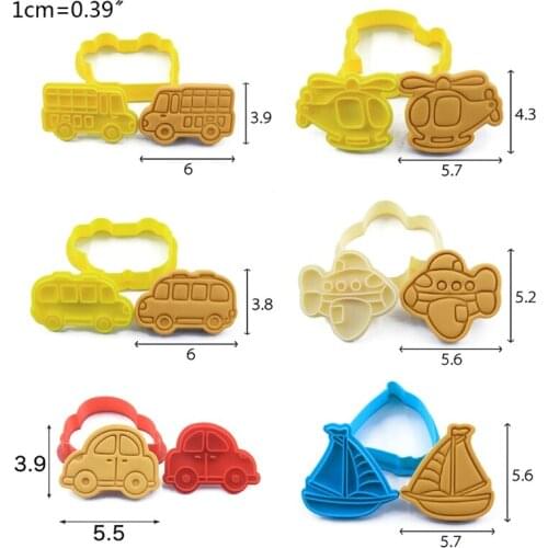 Cartoon Car Shape 3D Pressable Stamped Embossed Biscuit Cookie Cutters Mold null