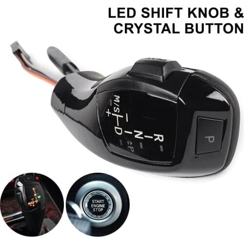 LED Gear Shift Knob Shifter Lever Whit Crystal Start Button For BMW 1 3 5 6 Series E90 E60 E46 2D 4D E39 E53 E92 E87 E93 E83 X3