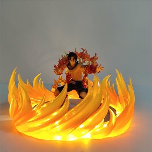 One Piece Ace LED Night Light Anime Lampara Figure DIY Lampe Figma Beroom Decor Lighting Luzes Da Noite Luminaria Gift Lights