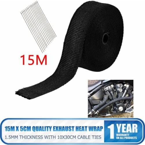 Universal Black Exhaust Heat Wrap Manifold Downpipe High Temp Bandage Tape Roll Car Motorcycle Exhaust Pipe Insulation Cloth
