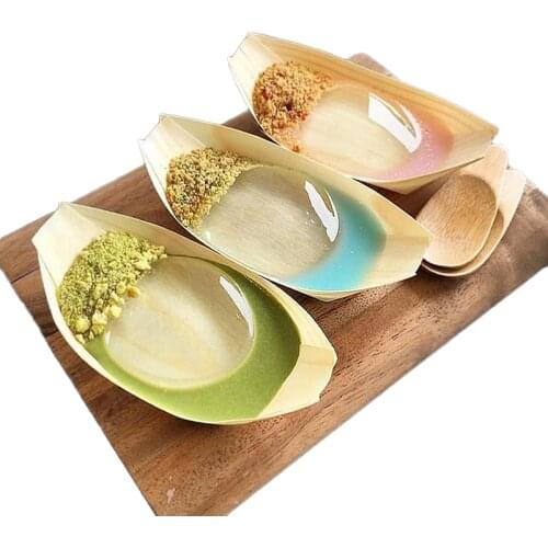 Japanese Wooden Food Tray Disposable Sushi Boat Food Plate Snack Salad Dishes Restaurant Dessert Food Tray Fast Food Tray