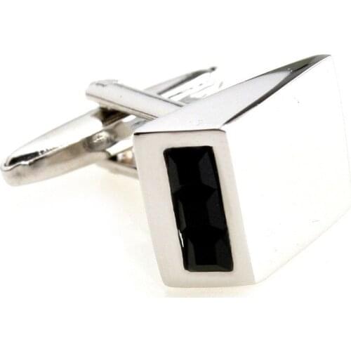 3pairs/lot Black Glass Rhinestone Factory Supply anti-oxidation Copper 885796b Cuff Links